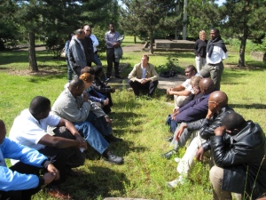 Jorg explaining industrial heritate to a group of South Africans in 2008